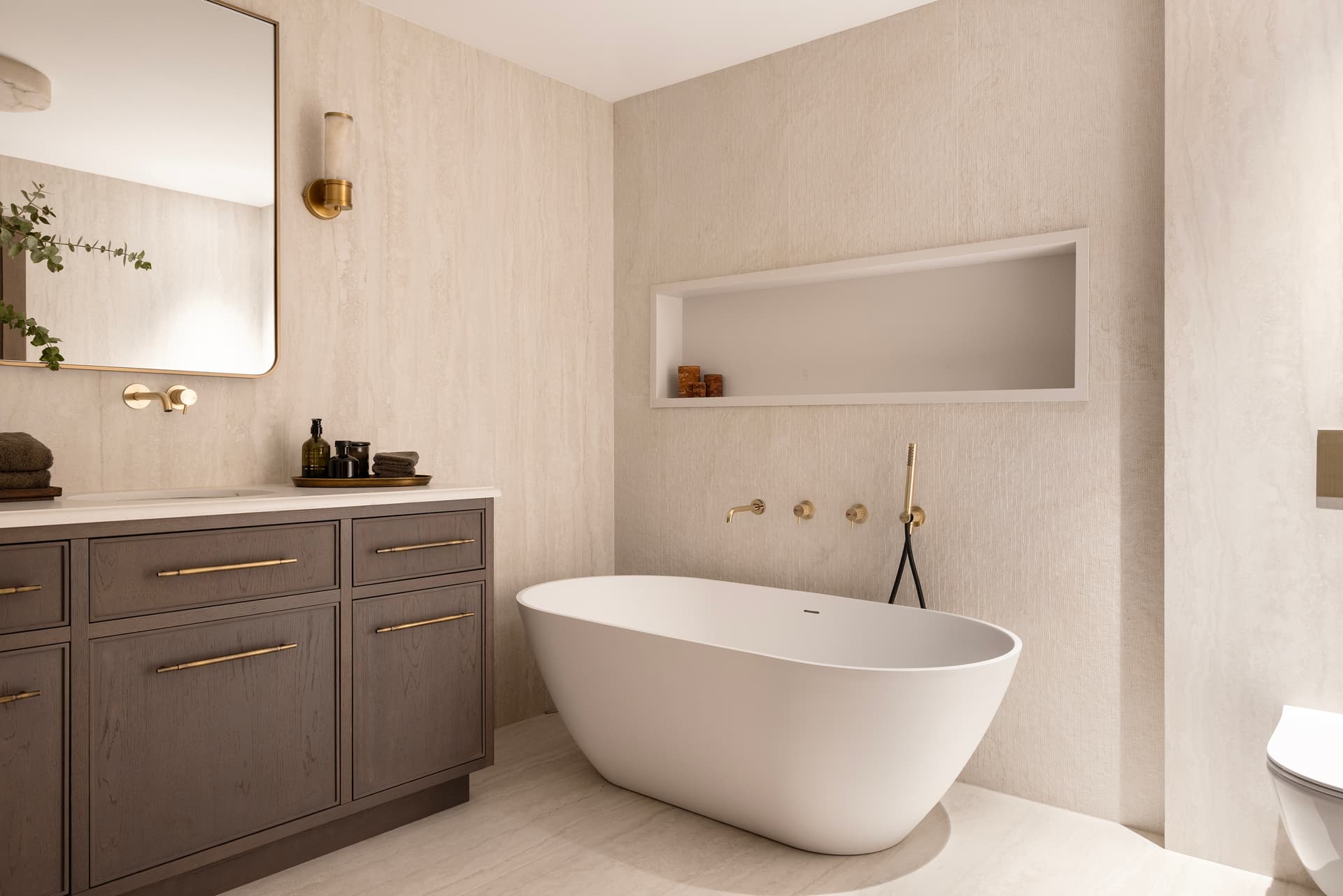 Master bathroom with freestanding tub